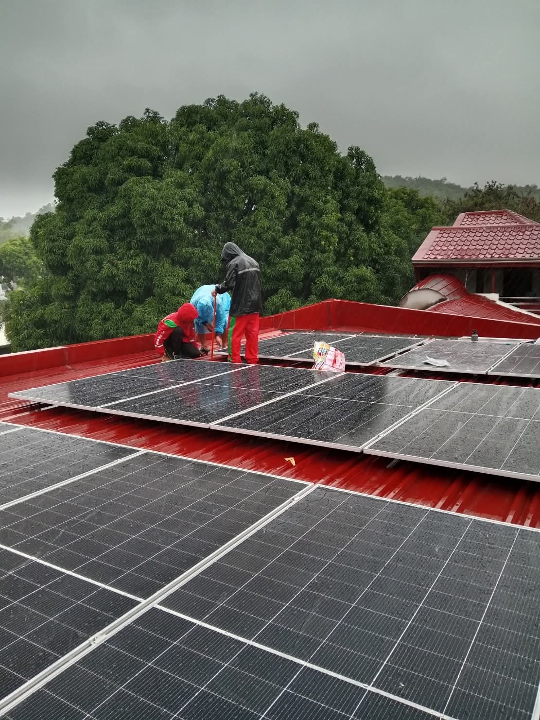 Talim Solar team installing panels