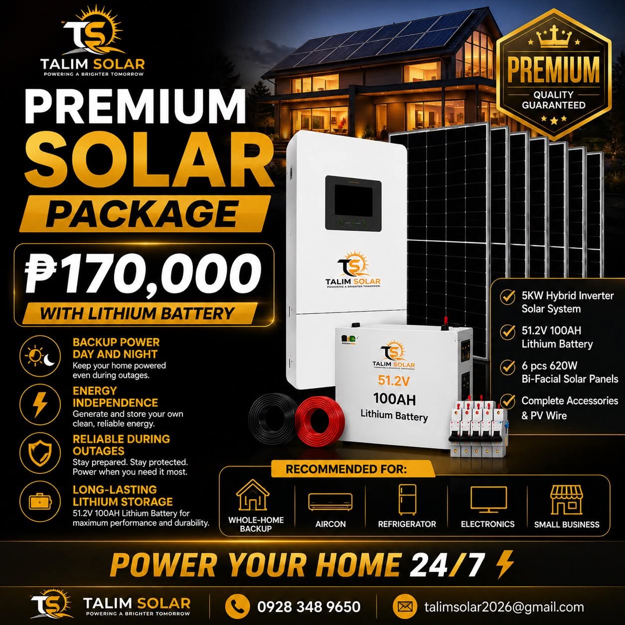 Talim Solar Family package for medium sized homes